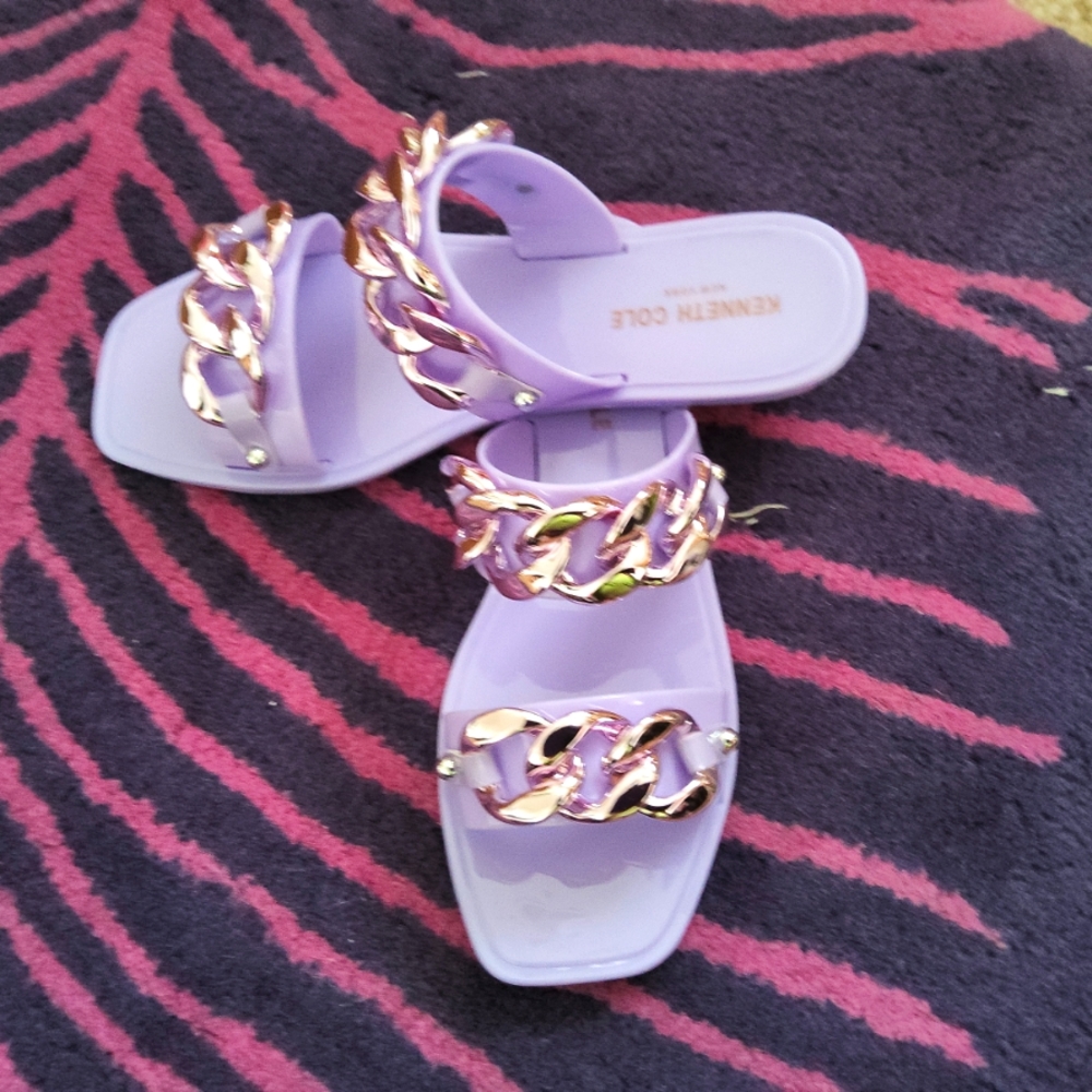 Kenneth Cole Neko Chain Jelly Slides Lilac
